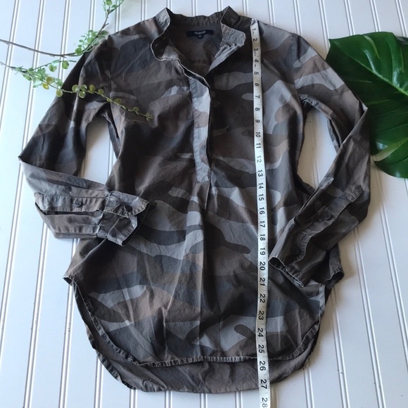Madewell top camo button up shirt brown taupe grey - Picture 3 of 10
